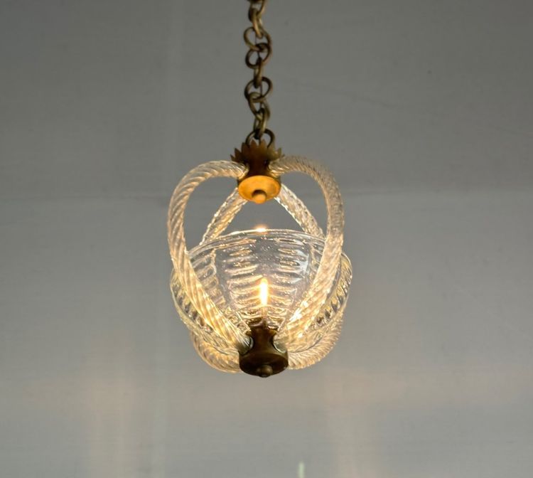 Venetian Colorless Murano Glass Chandelier Circa 1950
