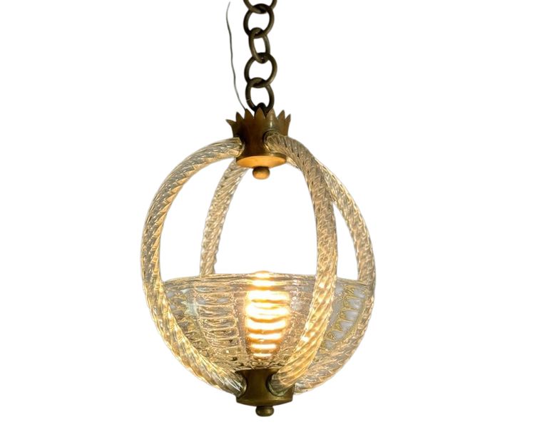 Venetian Colorless Murano Glass Chandelier Circa 1950