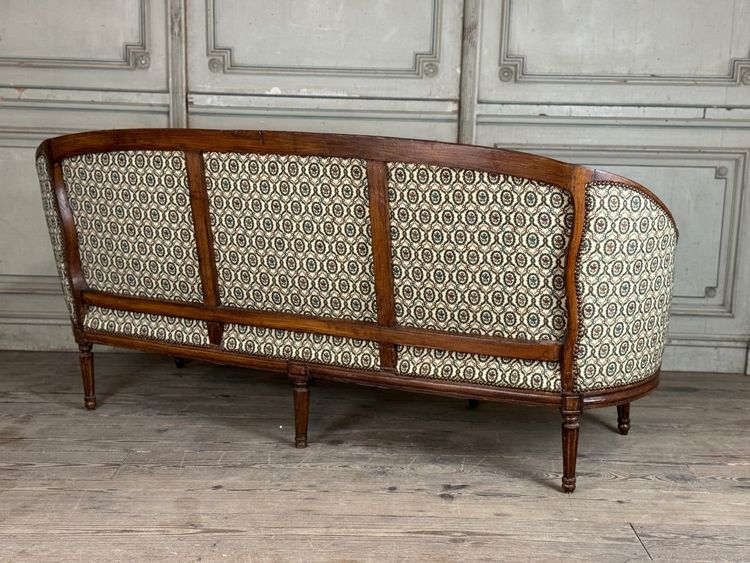Louis XVI Carved Beech Basket Bench On 7 Legs 18th Century
