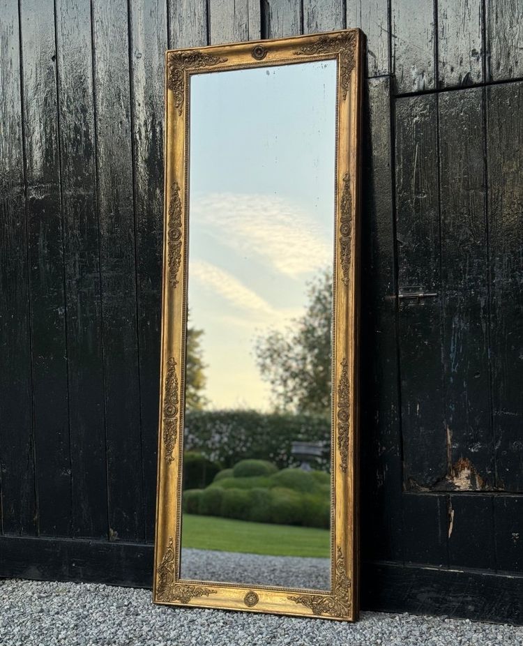 Miroir Empire En Bois Stuqué Et Doré, Début XIXème Siècle