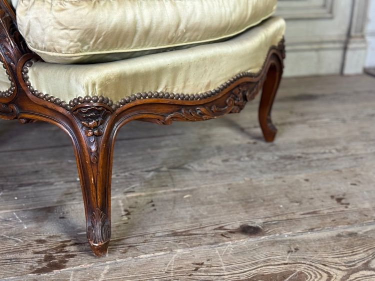 Pair Of Louis XV Style Bergères In Finely Carved Walnut About 1920