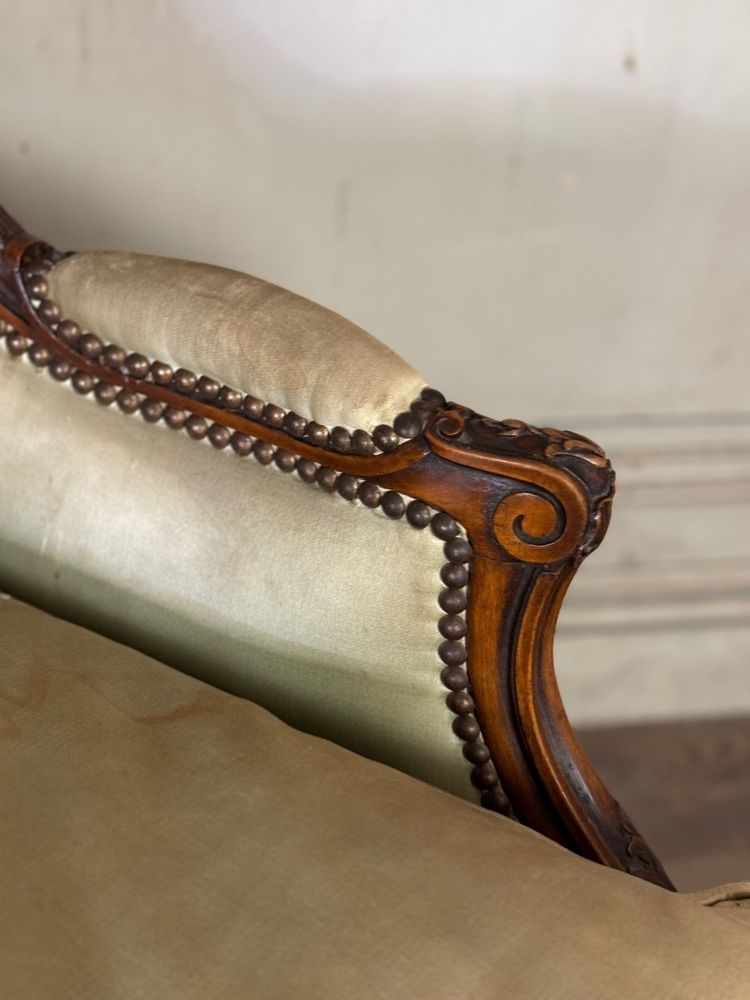 Pair Of Louis XV Style Bergères In Finely Carved Walnut About 1920