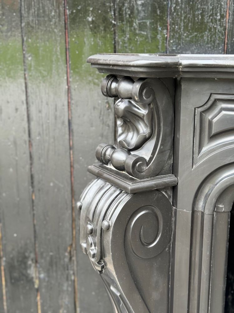 Napoleon III mantel in Belgian Black or Mazy Black marble, circa 1880