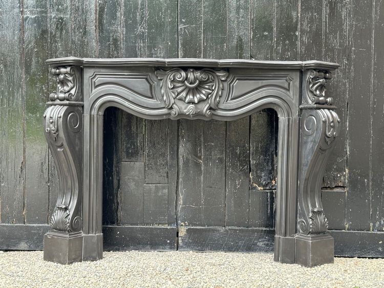 Napoleon III mantel in Belgian Black or Mazy Black marble, circa 1880