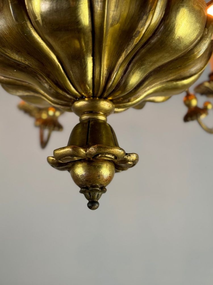 Gilded Wood And Brass Chandelier, Central Europe Circa 1900