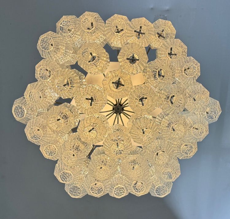 Lampadario veneziano in vetro di Murano incolore 1970 circa