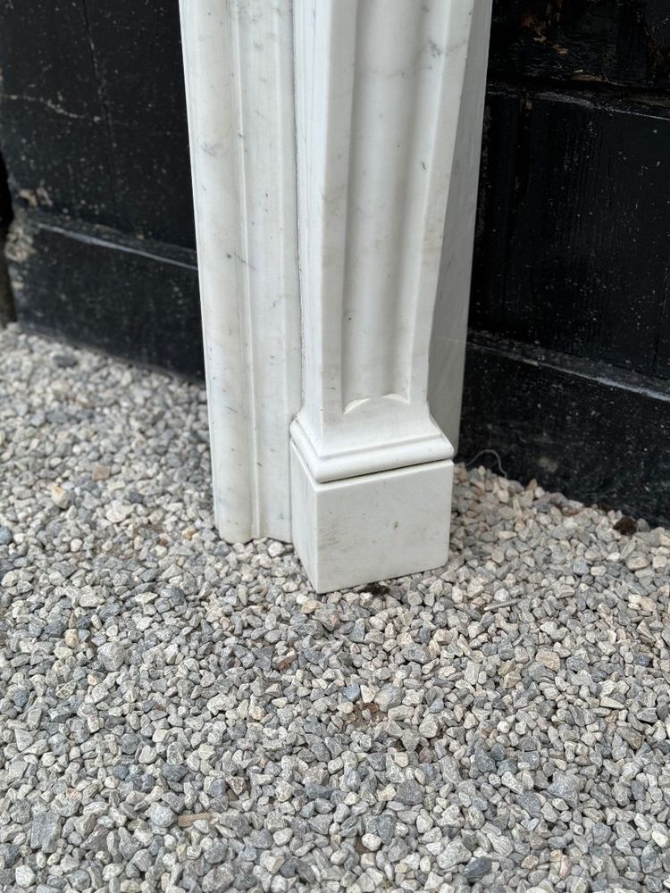 White Carrara Marble Louis XV Style Mantel, Circa 1980