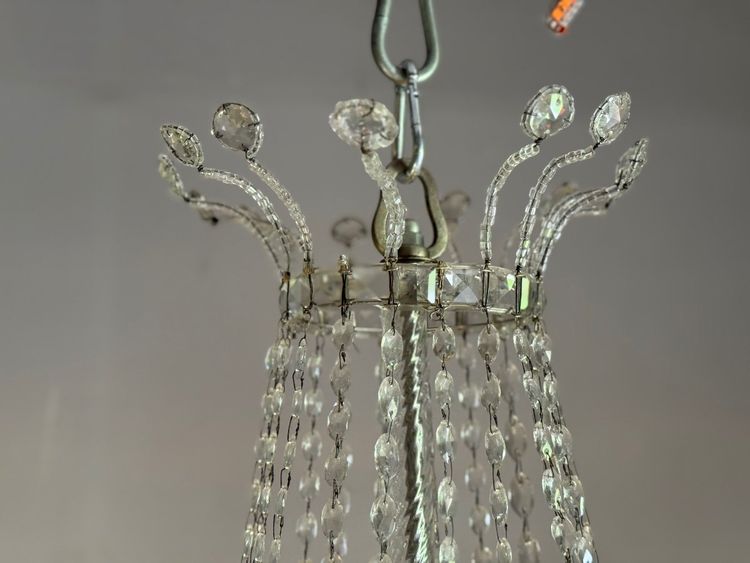 Pearl Bag Chandelier, Cut Crystal Navette Pendants, Circa 1800, Height 170cm