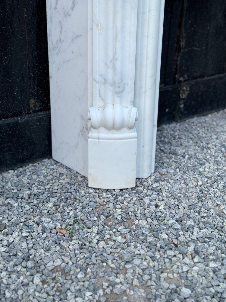 White Carrara Marble Louis XV Style Mantel Circa 1980