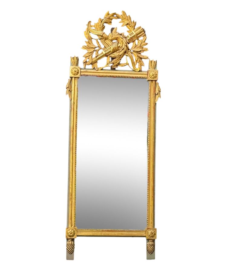 Louis XVI Mirror in Carved and Gilded Wood, Late 18th Century