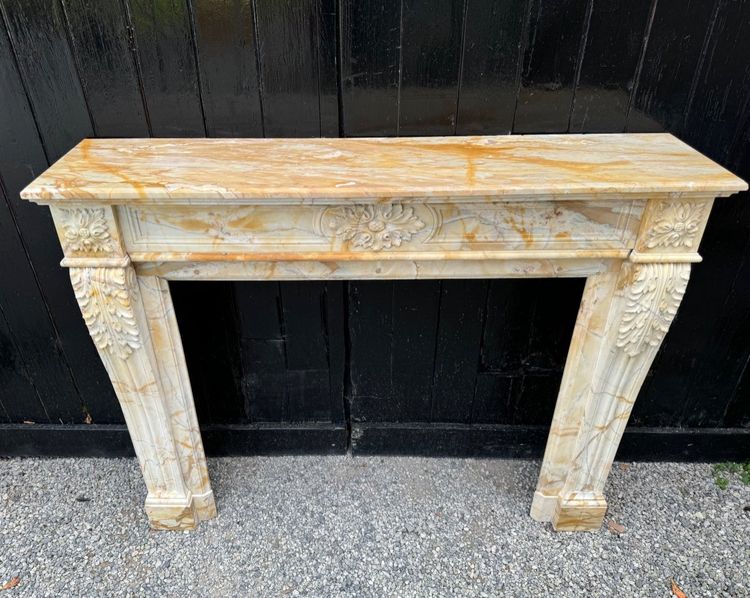 Cheminée De Style Louis XVI En Marbre Jaune De Sienne Vers 1880