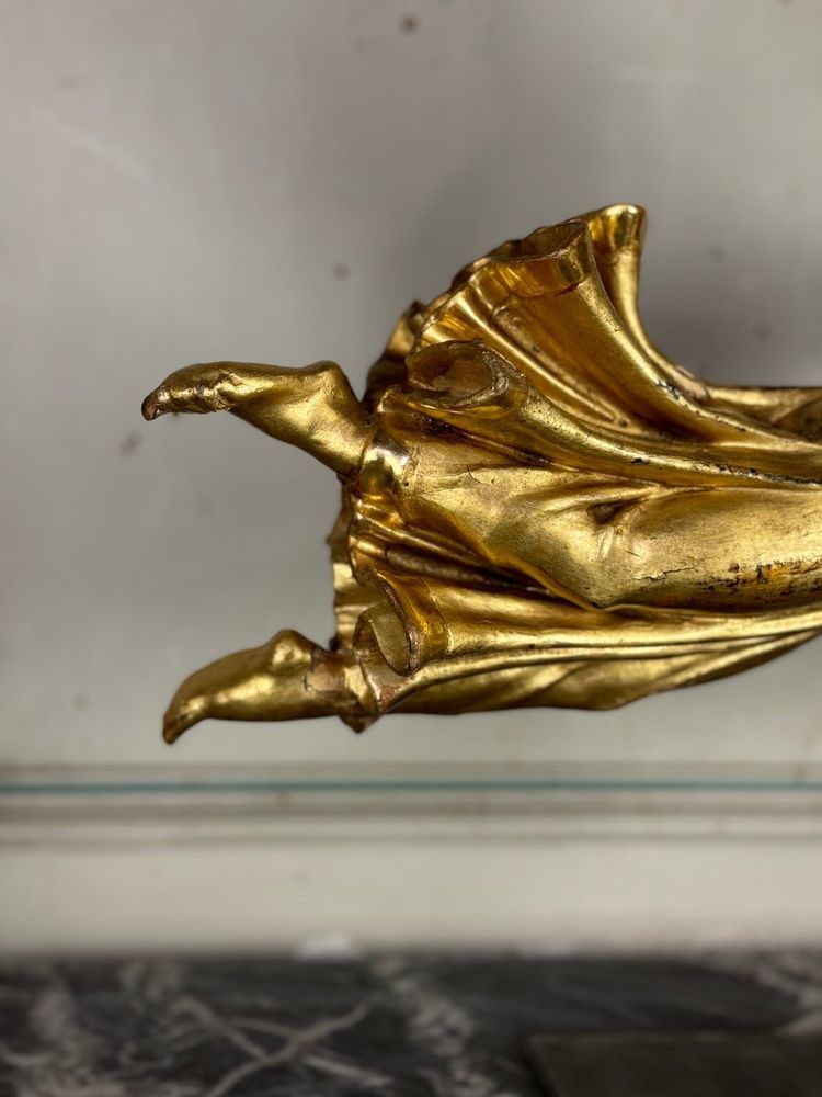 Sculpture En Bois Doré, Ange Drapé, Autriche Vers 1800
