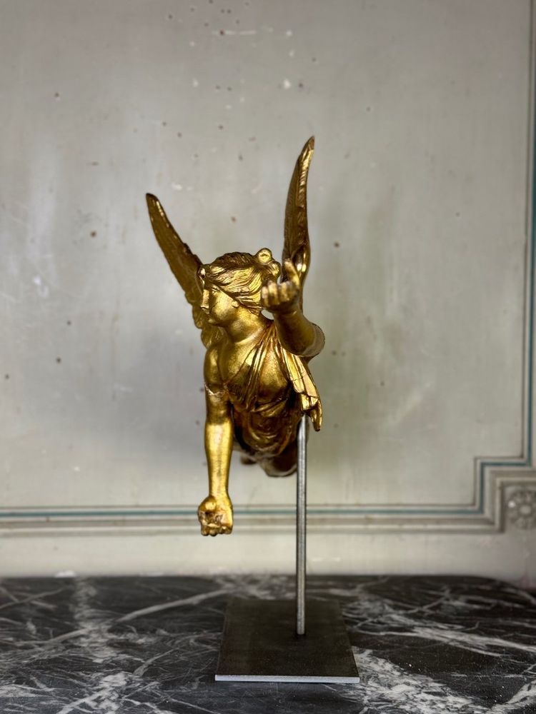 Sculpture En Bois Doré, Ange Drapé, Autriche Vers 1800