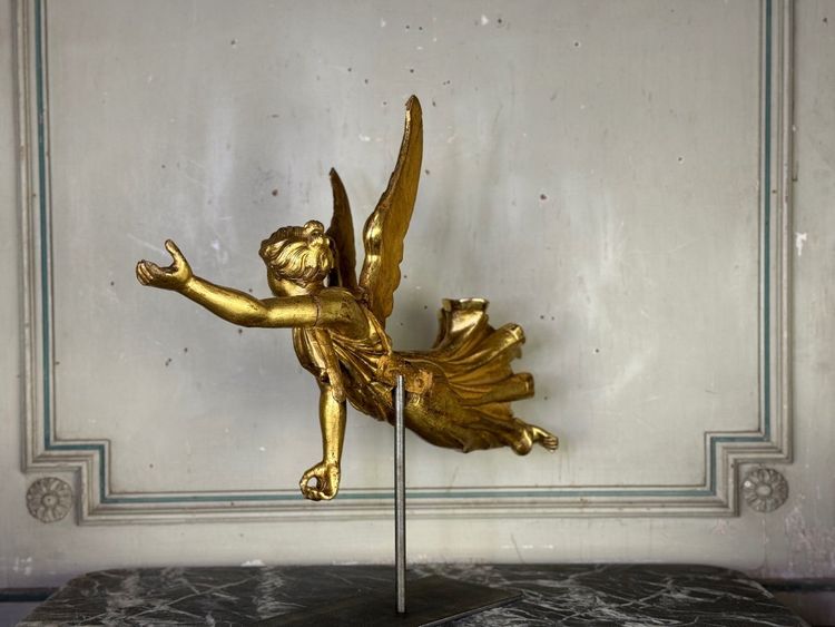 Sculpture En Bois Doré, Ange Drapé, Autriche Vers 1800
