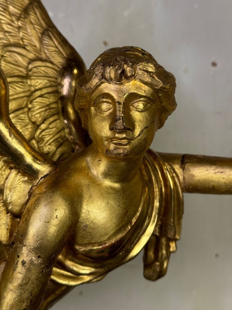 Sculpture En Bois Doré, Ange Drapé, Autriche Vers 1800