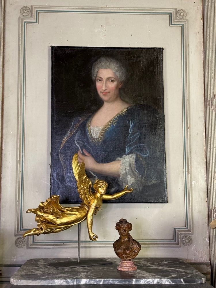Sculpture En Bois Doré, Ange Drapé, Autriche Vers 1800