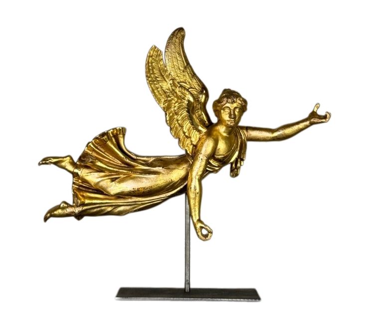 Sculpture En Bois Doré, Ange Drapé, Autriche Vers 1800