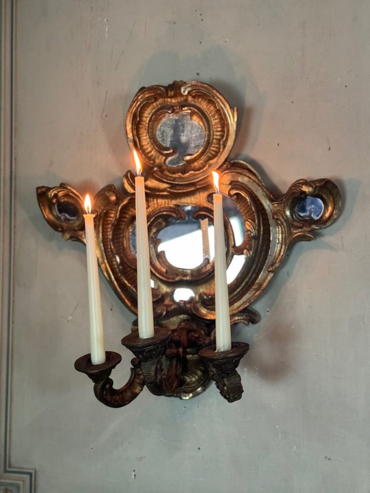 Paire De Miroirs Appliques De Style Baroque, Miroirs à Pareclose Vers 1880