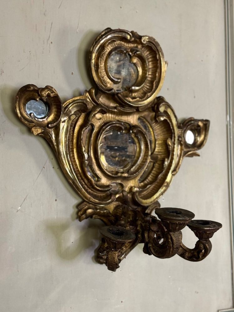 Paire De Miroirs Appliques De Style Baroque, Miroirs à Pareclose Vers 1880