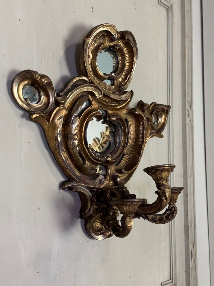 Paire De Miroirs Appliques De Style Baroque, Miroirs à Pareclose Vers 1880