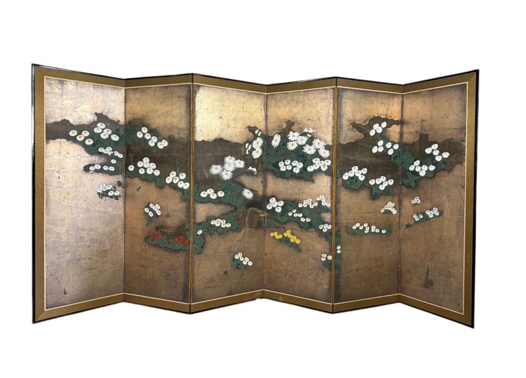 Paravento Byobu in stile Rimpa, sei pannelli, Giappone, periodo Meiji