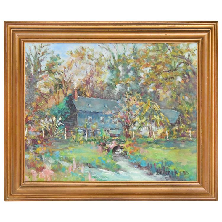 Bernard DELETTRE (1937) Oil on canvas representing a house in Cormeilles
