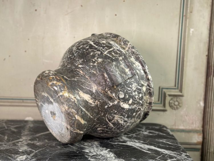 Large Mortar in Grey Marble from the Ardennes, 18th Century
