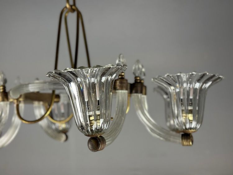 Venetian Murano Glass and Brass Chandelier Circa 1950