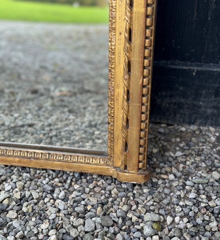 Louis XVI Mirror, Trumeau Mantelpiece in Carved and Gilded Wood, 18th Century