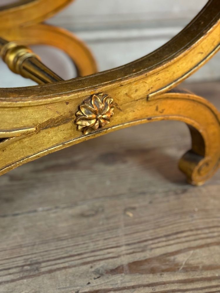 Louis XVI Style Carved and Gilded Wooden Stool Circa 1880