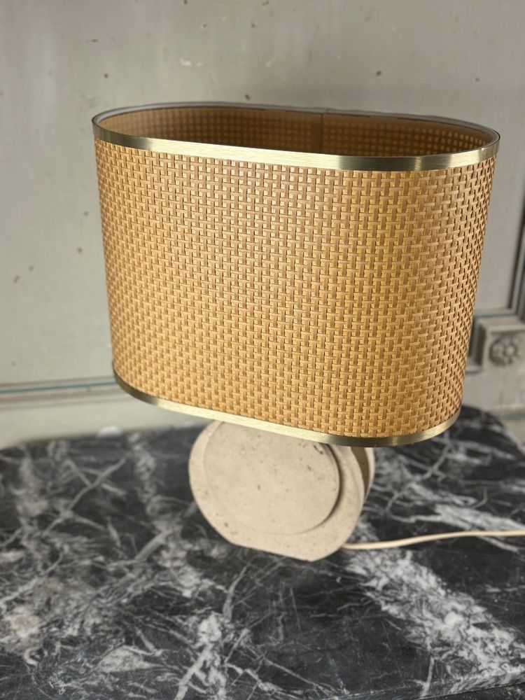 Lampe De Table Brutaliste En Travertin Vers 1980