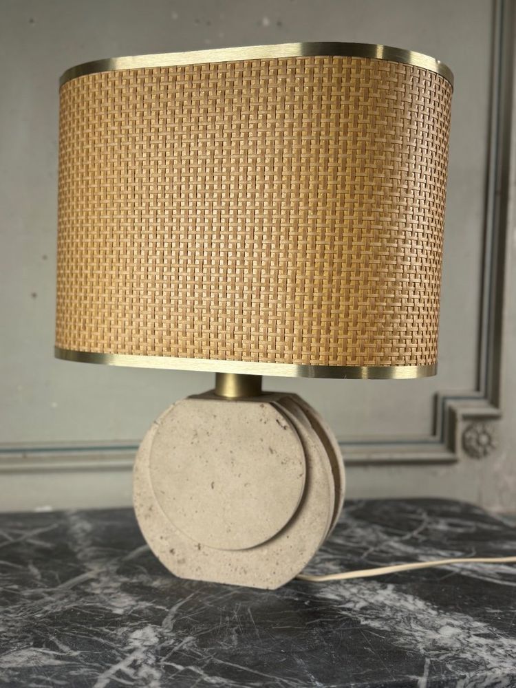 Lampe De Table Brutaliste En Travertin Vers 1980