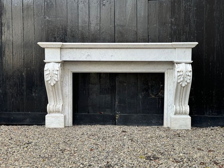 Charles X Style Fireplace in Carrara Marble, Circa 1880