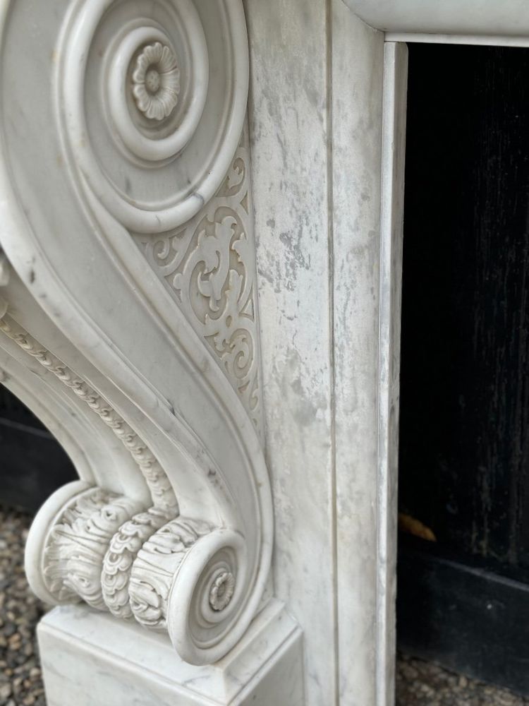 Charles X Style Fireplace in Carrara Marble, Circa 1880