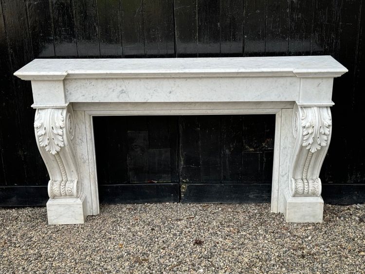 Charles X Style Fireplace in Carrara Marble, Circa 1880