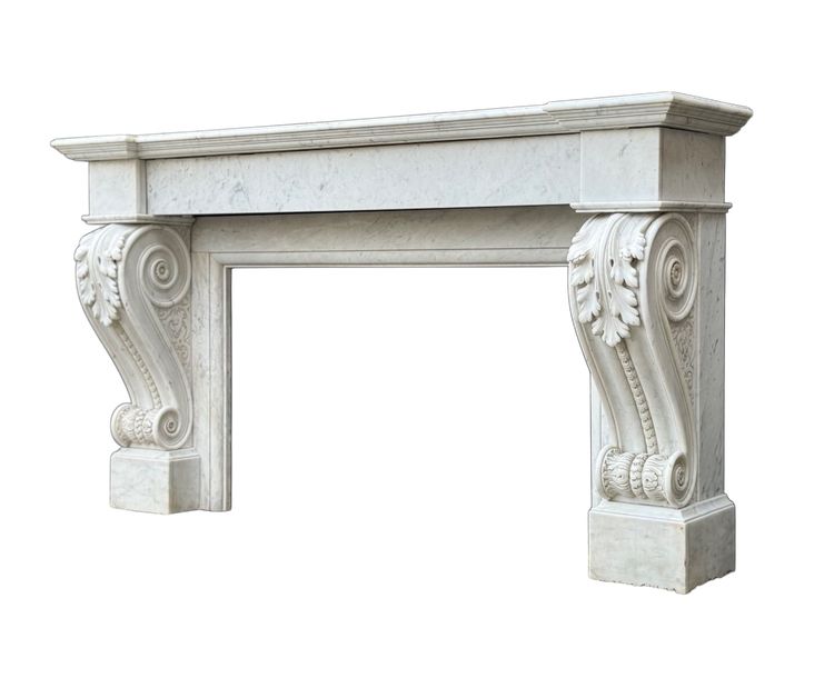 Charles X Style Fireplace in Carrara Marble, Circa 1880