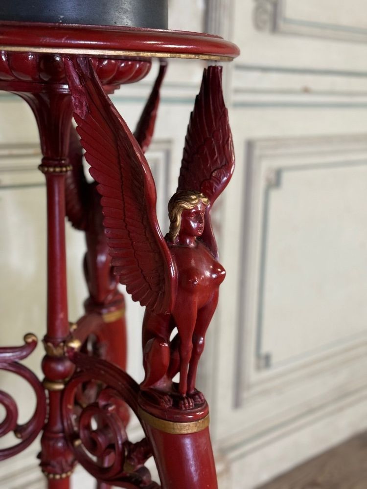 Athenian Carved Wood, Red Patina Imitation of Antique Red Marble, Early 19th Century