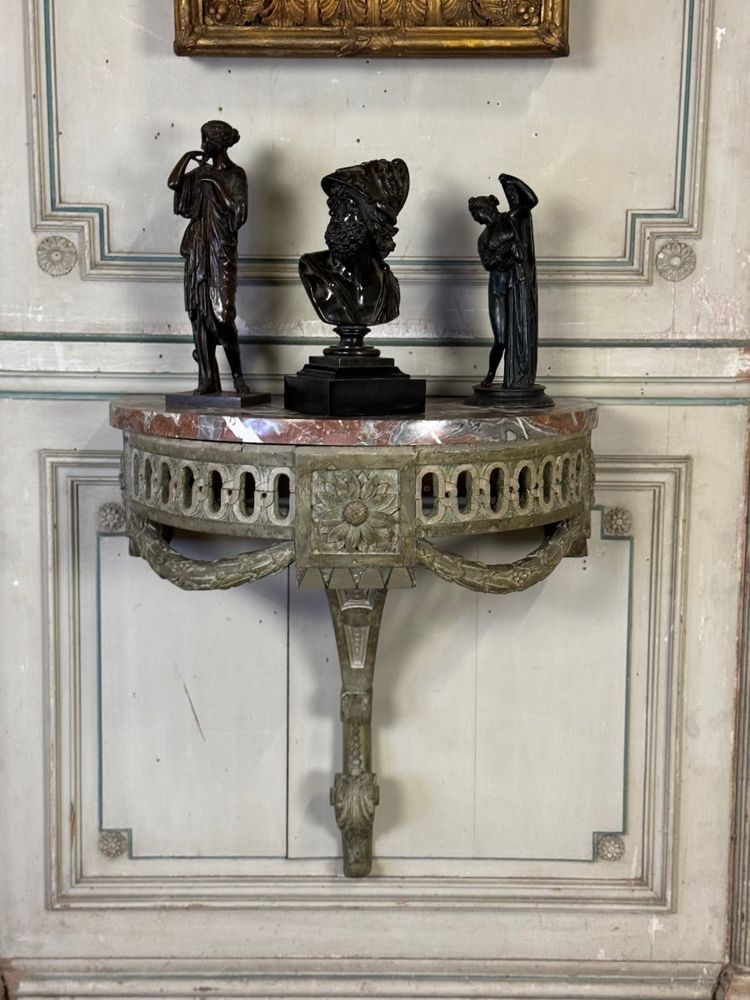 Console D’applique En Bois Sculpté, Patine En Camaïeu De Vert, XVIIIéme Siècle
