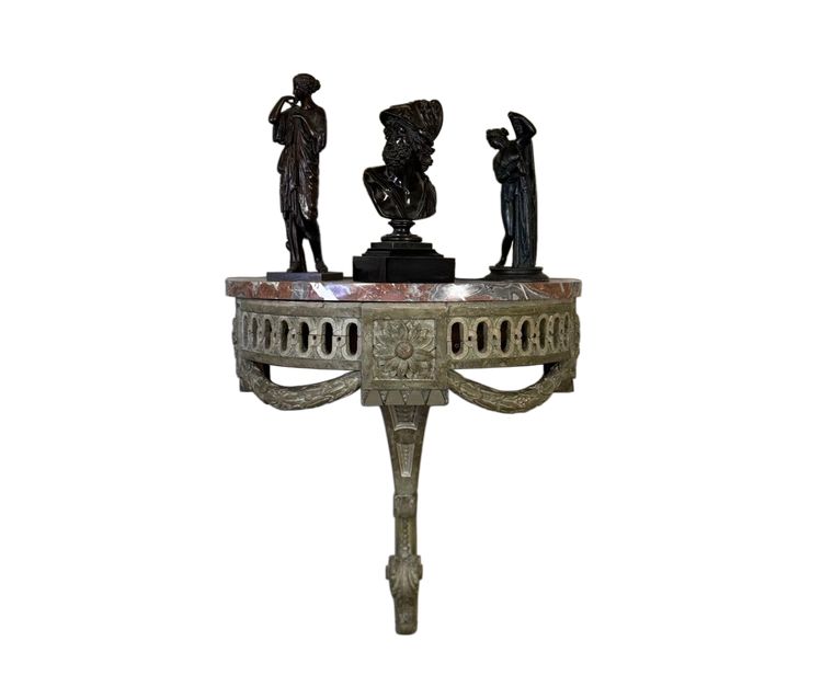 Console D’applique En Bois Sculpté, Patine En Camaïeu De Vert, XVIIIéme Siècle