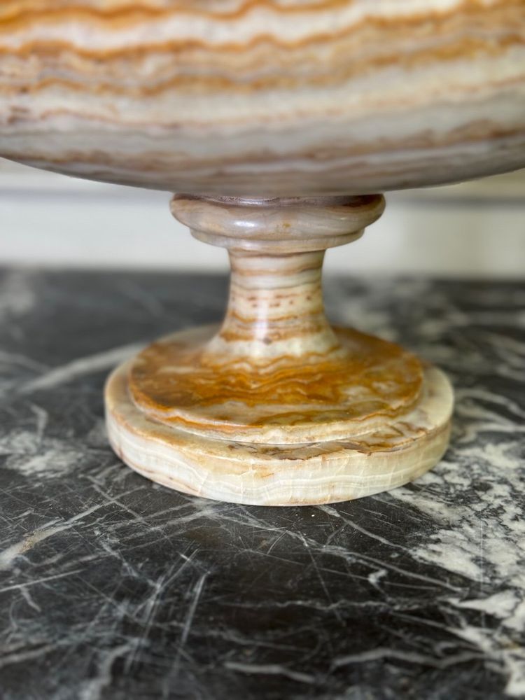 Onyx And Bronze Bead Deep Cut About 1900