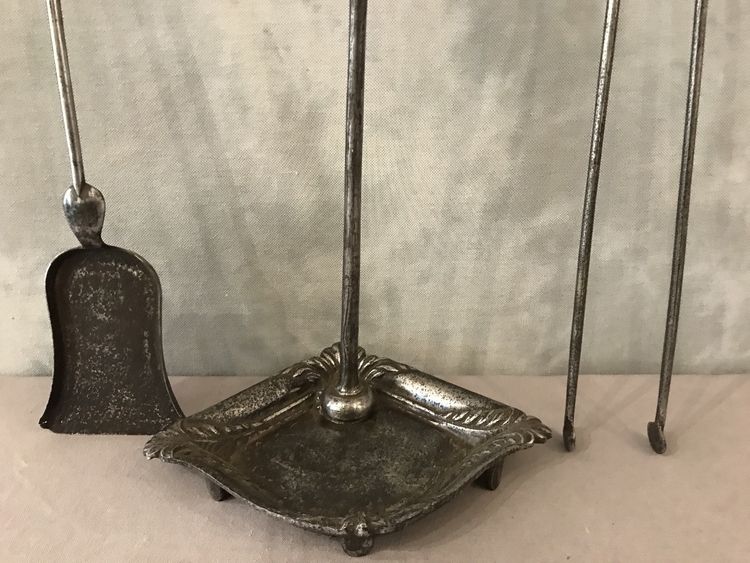 Serviteur de cheminée ancien en fer et fonte d'époque 19 ème 
