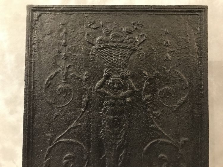 Beautiful old cast iron fireplace plate from the early 19th century