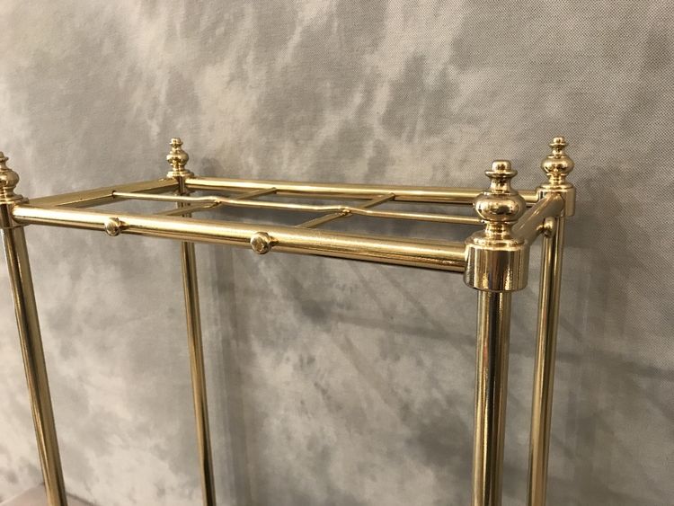 Porte parapluies ancien en laiton poli et vernis d'époque fin 19 ème 