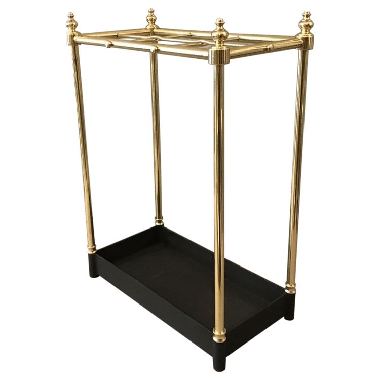 Porte parapluies ancien en laiton poli et vernis d'époque fin 19 ème 
