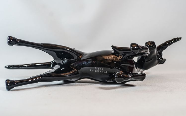 UNICORN MURANO CAMPANELLA GLASS, black crystal sculpture