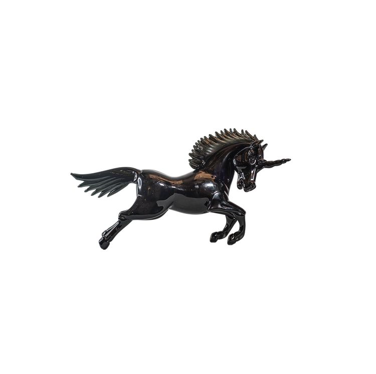 UNICORN MURANO CAMPANELLA GLASS, black crystal sculpture