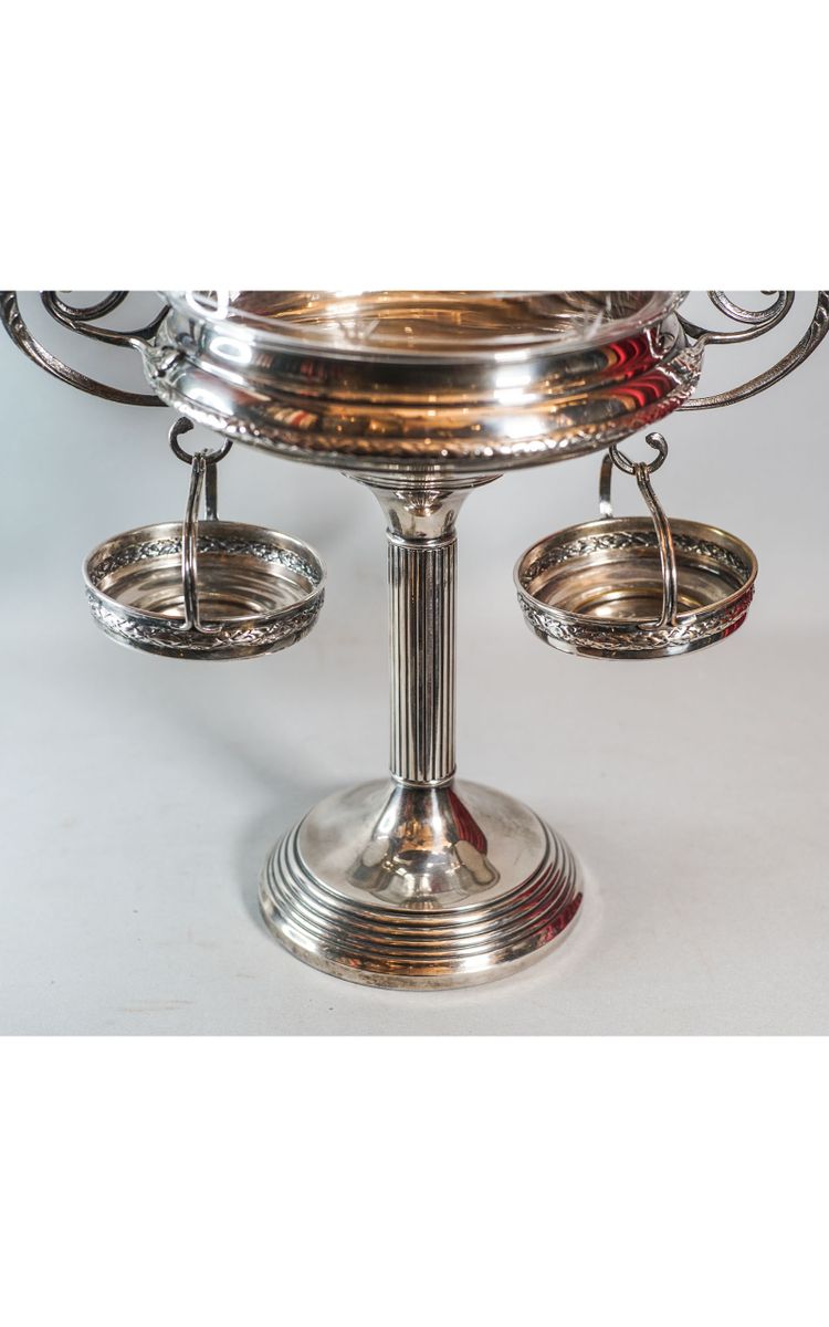 Elegant silver metal and crystal cup