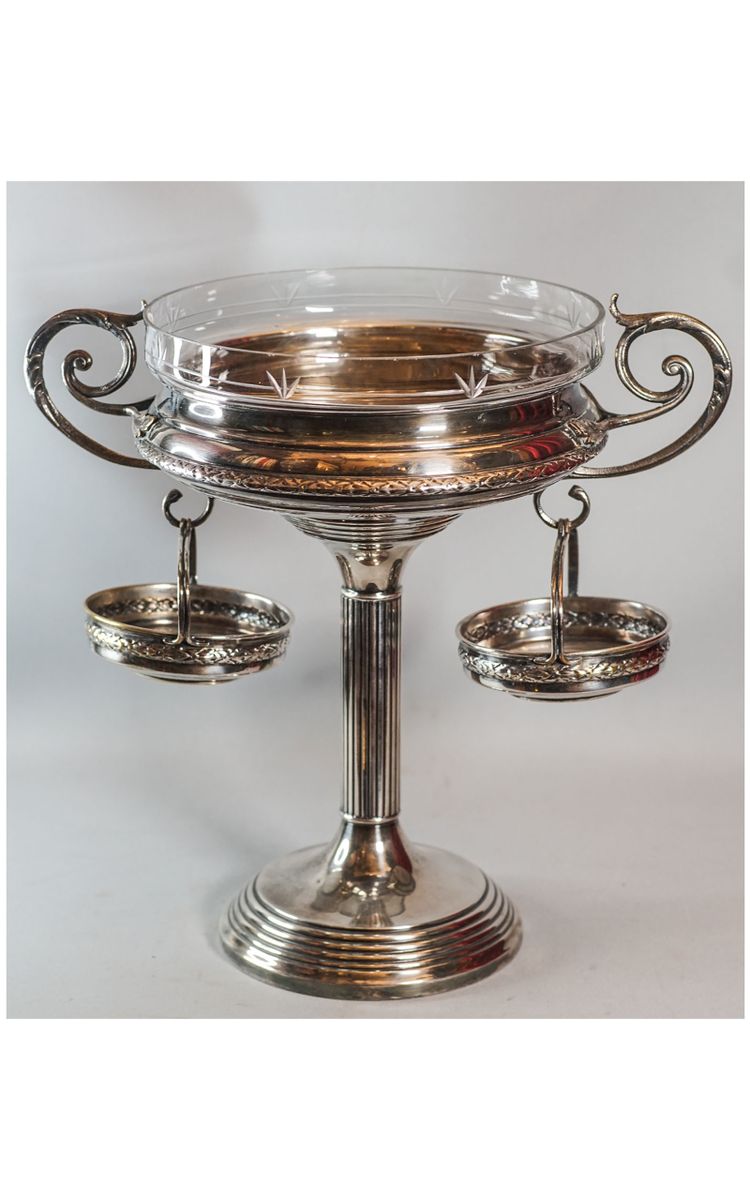 Elegant silver metal and crystal cup