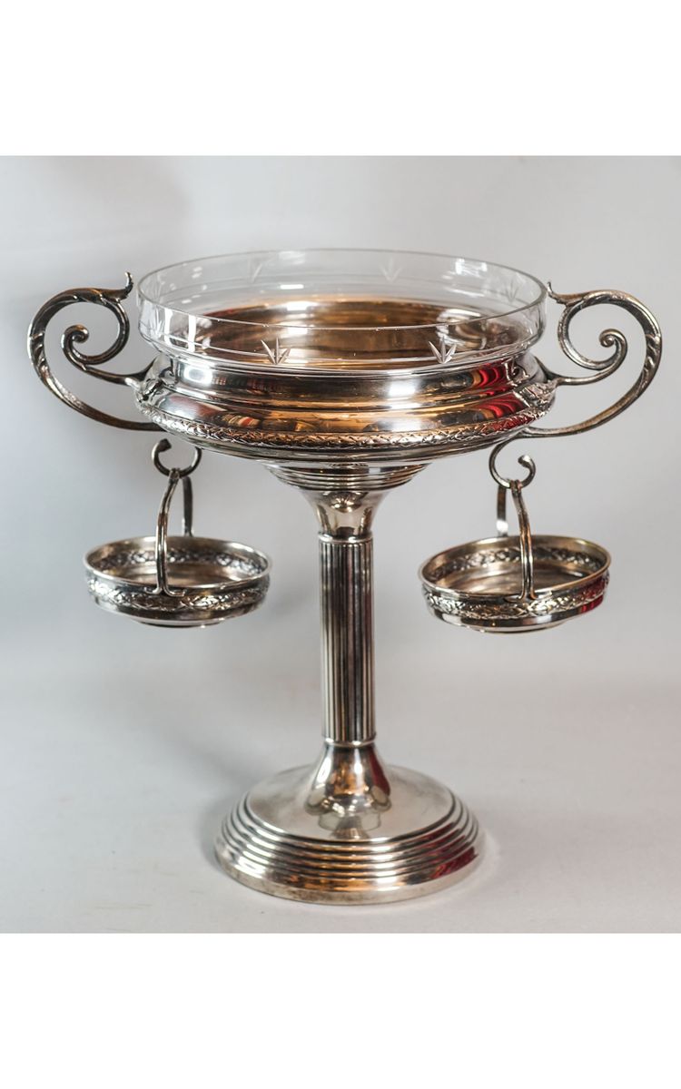Elegant silver metal and crystal cup