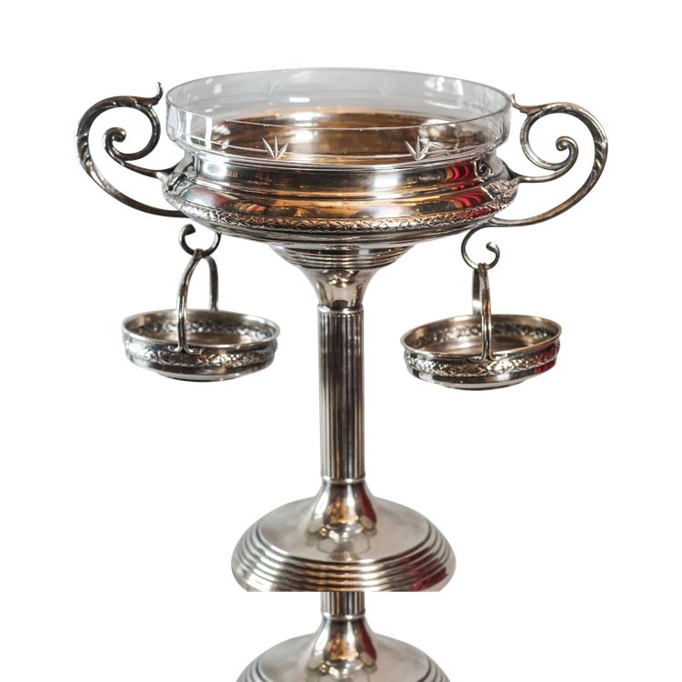 Elegant silver metal and crystal cup